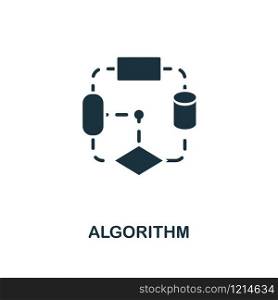 Algorithm icon. Monochrome style design from machine learning collection. UX and UI. Pixel perfect algorithm icon. For web design, apps, software, printing usage.. Algorithm icon. Monochrome style design from machine learning icon collection. UI and UX. Pixel perfect algorithm icon. For web design, apps, software, print usage.