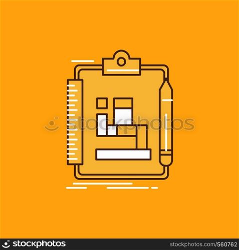Algorithm, process, scheme, work, workflow Flat Line Filled Icon. Beautiful Logo button over yellow background for UI and UX, website or mobile application. Vector EPS10 Abstract Template background