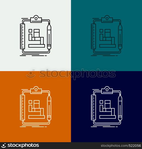 Algorithm, process, scheme, work, workflow Icon Over Various Background. Line style design, designed for web and app. Eps 10 vector illustration. Vector EPS10 Abstract Template background