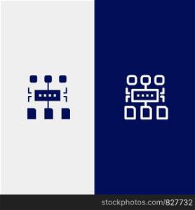 Algorithm, Program, User, Document Line and Glyph Solid icon Blue banner