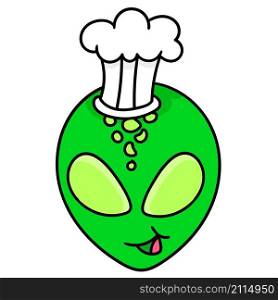 alien head emoticon wearing a green chef hat