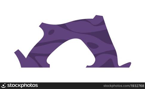 Alien rock. Abstract stone shape. Doodle heavy single boulder. Isolated natural arc rocky construction. Space landscape geology element template. Purple environment object. Vector granite mountain. Alien rock. Abstract stone shape. Doodle heavy boulder. Isolated natural arc rocky construction. Space landscape geology element. Purple environment object. Vector granite mountain