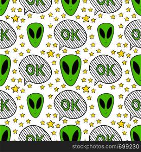 Alien seamless pattern. Bright background for fashion textile design.. Alien seamless pattern. Bright background for fashion textile design