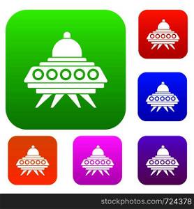 Alien spaceship set icon in different colors isolated vector illustration. Premium collection. Alien spaceship set collection
