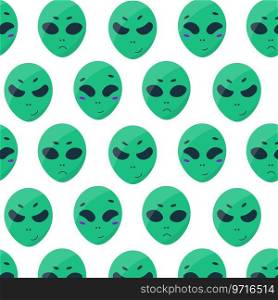 alien ufo cosmic emotions faces sadness joy anger fright crying space unknown elements pattern Vector illustration