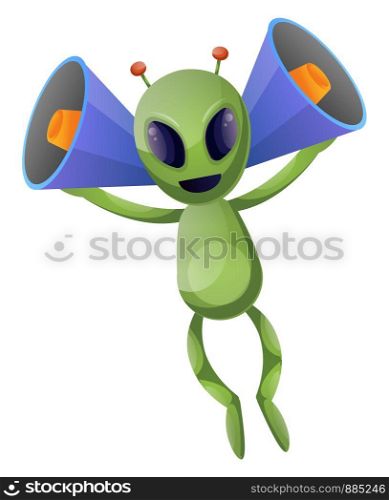 Alien with big ears, illustration, vector on white background.