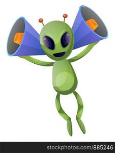 Alien with big ears, illustration, vector on white background.