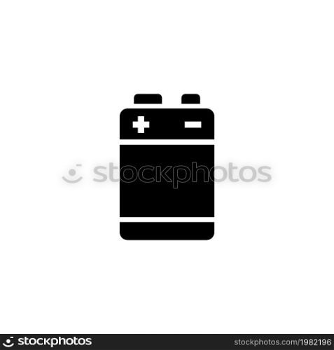Alkaline Battery. Flat Vector Icon. Simple black symbol on white background. Alkaline Battery Flat Vector Icon