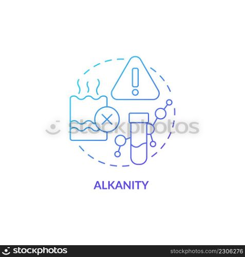 Alkalinity blue gradient concept icon. Water quality indicator abstract idea thin line illustration. Dangerous acid concentration measurement. Isolated outline drawing. Myriad Pro-Bold font used. Alkalinity blue gradient concept icon