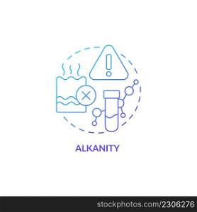 Alkalinity blue gradient concept icon. Water quality indicator abstract idea thin line illustration. Dangerous acid concentration measurement. Isolated outline drawing. Myriad Pro-Bold font used. Alkalinity blue gradient concept icon