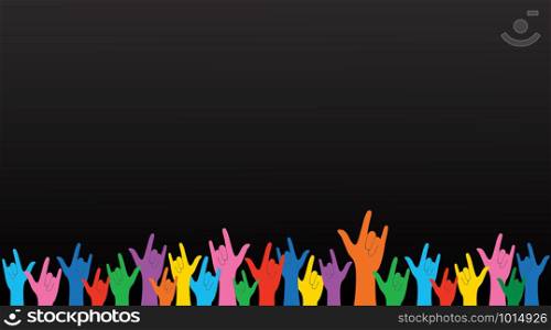 all color hands up love sign and background vector
