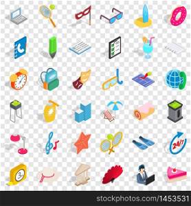 All day icons set. Isometric style of 36 all day vector icons for web for any design. All day icons set, isometric style