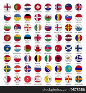 All european country flags icons circle shape vector image