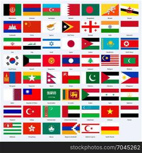 All flags of the countries of the Asia.