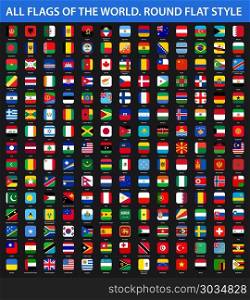 All flags of the world in alphabetical order. Round flat style