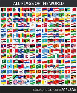 All flags of the world in alphabetical order. Waving style