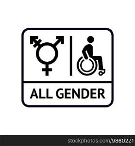 All gender restroom pictogram, wc symbol, bathroom door label. All gender restroom pictogram, wc symbol