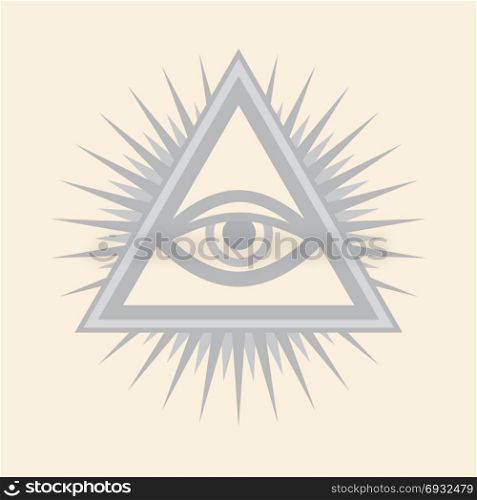 All-Seeing Eye of God (The Eye of Providence | Eye of Omniscience | Luminous Delta | Oculus Dei). Ancient mystical sacral symbol of Illuminati and Freemasonry. ? Silver Selenium version.