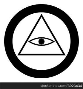 All seeing eye symbol icon black color in circle or round vector illustration