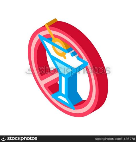 Allergen Free Sign Alcohol vector isometric sign. color isolated symbol illustration. Allergen Free Sign Alcohol Vector Thin Line Icon