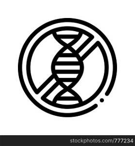 Allergen Free Sign Genom Vector Thin Line Icon. Hereditary Trait Allergen Free Linear Pictogram. Crossed Out Mark With Molecule Healthy. Designed Black And White Contour Illustration. Allergen Free Sign Genom Vector Thin Line Icon