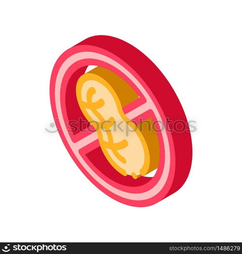 Allergen Free Sign Peanut vector isometric sign. color isolated symbol illustration. Allergen Free Sign Peanut Vector Thin Line Icon