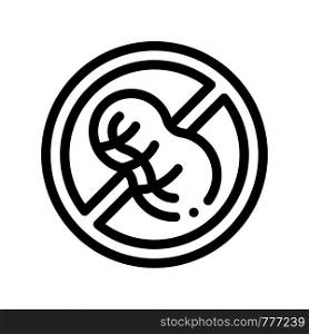 Allergen Free Sign Peanut Vector Thin Line Icon. Allergen Free Nut Food Linear Pictogram. Crossed Out Mark With Goober Earth-nut Bean Healthy Produce. Black And White Contour Illustration. Allergen Free Sign Peanut Vector Thin Line Icon