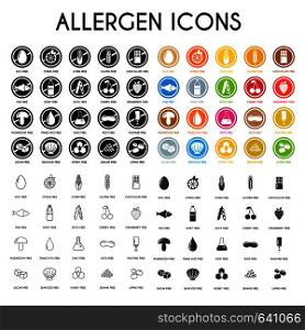 Allergen icons. Vector illustration. Allergen