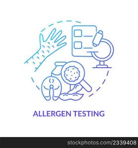 Allergen testing blue gradient concept icon. Analysis service abstract idea thin line illustration. Allergy-causing substance evaluating. Isolated outline drawing. Myriad Pro-Bold font used. Allergen testing blue gradient concept icon