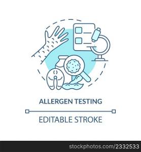 Allergen testing turquoise concept icon. Analysis service abstract idea thin line illustration. Allergic reaction. Isolated outline drawing. Editable stroke. Arial, Myriad Pro-Bold fonts used. Allergen testing turquoise concept icon
