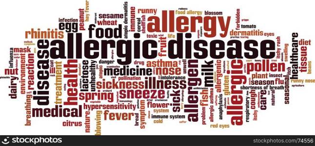 Allergic disease word cloud concept. Vector illustration