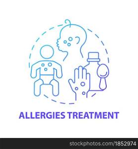 Allergies treatment blue gradient concept icon. Allergy reaction relief abstract idea thin line illustration. Take medication. Doctor checkup. Vector isolated outline color drawing. Allergies treatment blue gradient concept icon