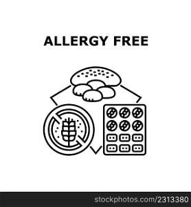 Allergy Free Eat Vector Icon Concept. Bread And Pastry Cookies Baked From Gluten-free Flour, Natural Food And Ingredient, Allergy Free Eat. Bakery Product Nutrition Black Illustration. Allergy Free Eat Vector Concept Black Illustration