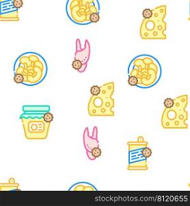 Allergy On Products Vector Seamless Pattern Color Line Illustration. Allergy On Products Vector Seamless Pattern