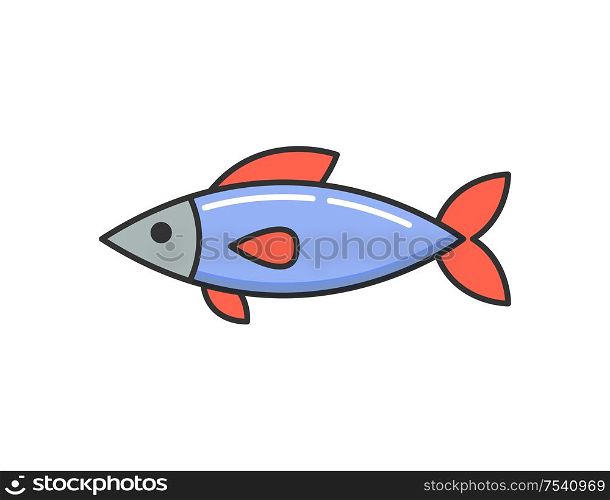 Allergy reaction to dish, raw cooked fish isolated icon. Seafood caused illness, symbol of hypersensitivity and organic product intolerance human body. Allergy Reaction to Dish, Raw Cooked Fish Icon