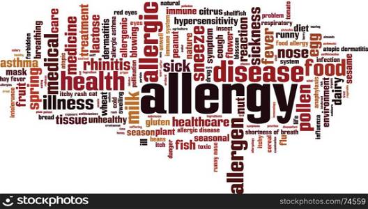 Allergy word cloud concept. Vector illustration