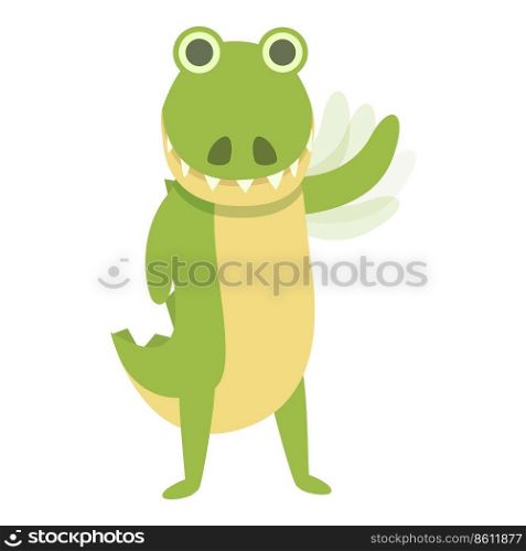 Alligator angel icon cartoon vector. Baby reptile. Tail funny. Alligator angel icon cartoon vector. Baby reptile