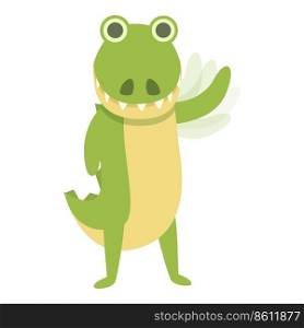Alligator angel icon cartoon vector. Baby reptile. Tail funny. Alligator angel icon cartoon vector. Baby reptile