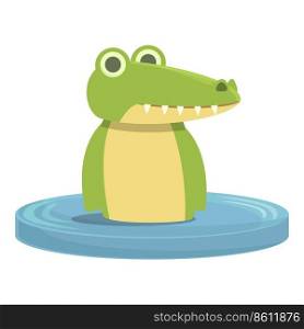 Alligator in river icon cartoon vector. Cute crocodile. Happy adorable. Alligator in river icon cartoon vector. Cute crocodile