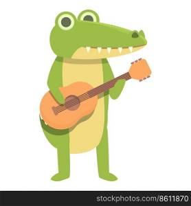 Alligator play guitar icon cartoon vector. Cute crocodile. Animal baby. Alligator play guitar icon cartoon vector. Cute crocodile