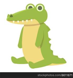 Alligator relax sit icon cartoon vector. Funny animal. Cute crocodile. Alligator relax sit icon cartoon vector. Funny animal