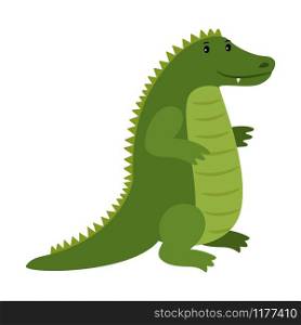Alligator. Vector happy cartoon crocodile mascot isolated on white background. Alligator. Vector happy cartoon crocodile mascot