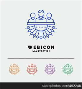 Allocation, group, human, management, outsource 5 Color Line Web Icon Template isolated on white. Vector illustration. Vector EPS10 Abstract Template background