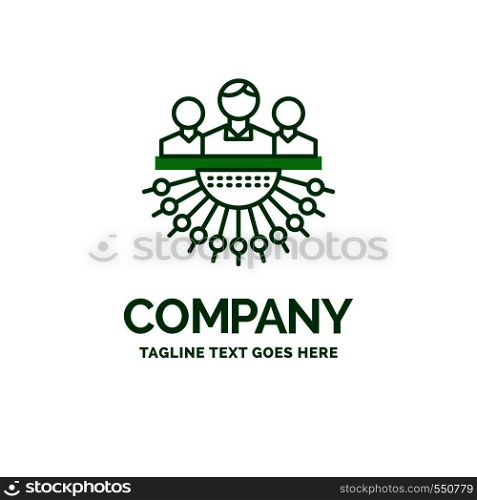 Allocation, group, human, management, outsource Flat Business Logo template. Creative Green Brand Name Design.