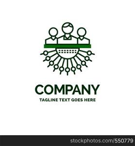 Allocation, group, human, management, outsource Flat Business Logo template. Creative Green Brand Name Design.