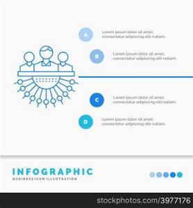 Allocation, group, human, management, outsource Infographics Template for Website and Presentation. Line Blue icon infographic style vector illustration