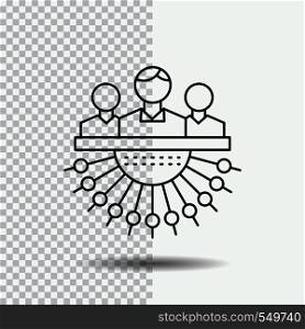 Allocation, group, human, management, outsource Line Icon on Transparent Background. Black Icon Vector Illustration. Vector EPS10 Abstract Template background
