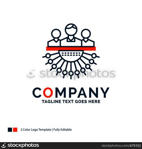 Allocation, group, human, management, outsource Logo Design. Blue and Orange Brand Name Design. Place for Tagline. Business Logo template.