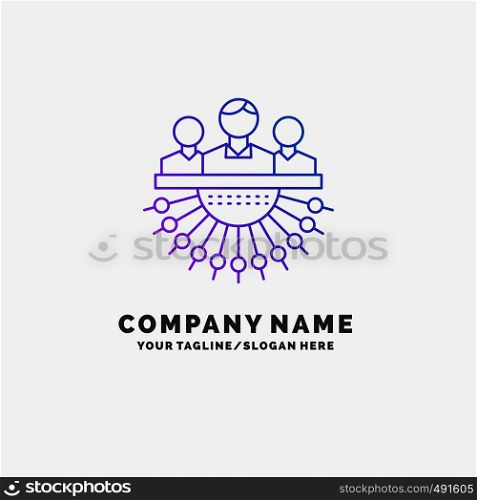 Allocation, group, human, management, outsource Purple Business Logo Template. Place for Tagline. Vector EPS10 Abstract Template background