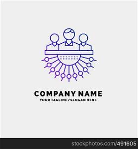 Allocation, group, human, management, outsource Purple Business Logo Template. Place for Tagline. Vector EPS10 Abstract Template background